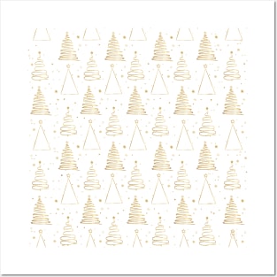 Minimal White Gold Christmas Tree Posters and Art